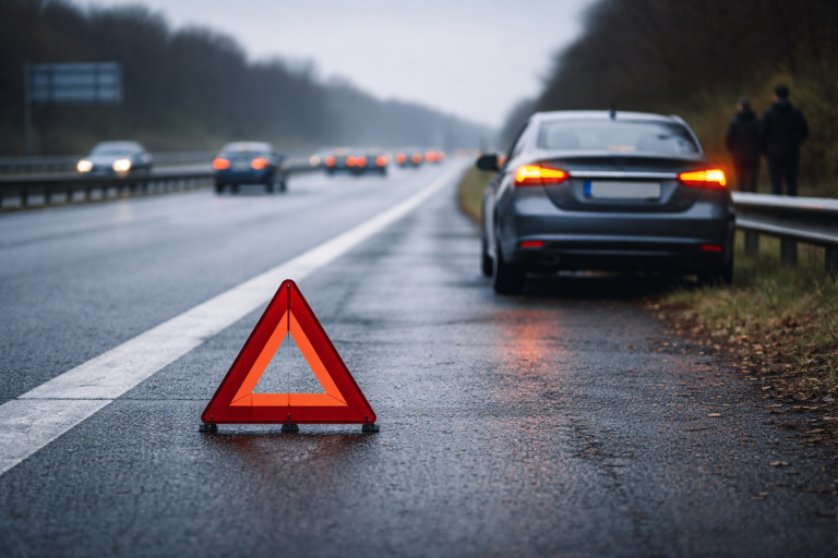 Hvis du går i stå på motorvejen: sikkerhed, regler og trin-for-trin